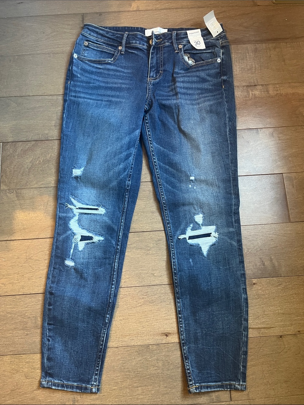 Maurices Dark Blue Distressed Skinny Jeans
